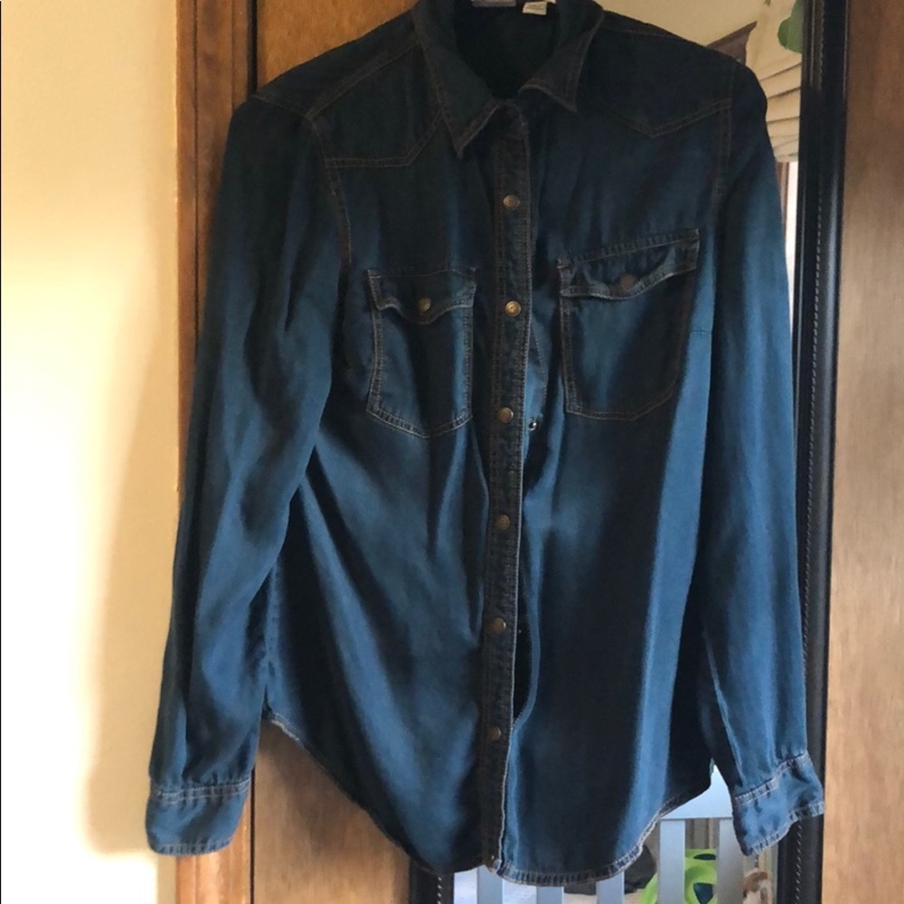 Soft denim button down shirt